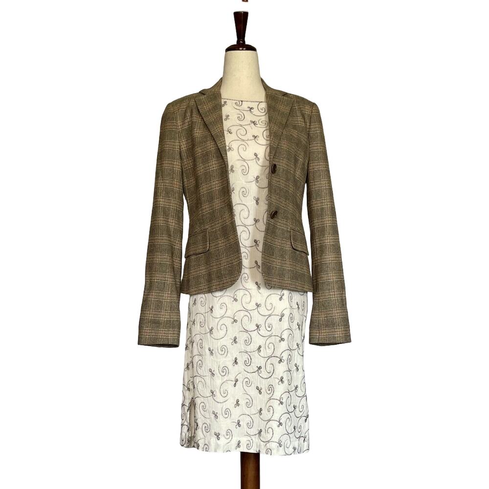 Theory Wool Plaid Blazer Jacket Size 6 | Cropped Preppy Y2K Fall - Picture 8 of 12